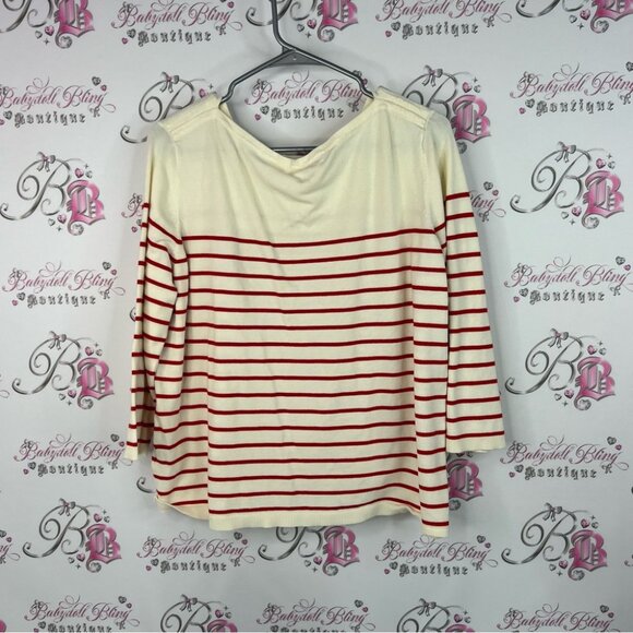 H&M sweater long sleeves stripes nautical Red and White Striped Blouse - Picture 2 of 7